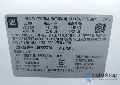 2016 GMC Terrain Slt из США, поврежденный, VIN 2GKALPEK6G6282374